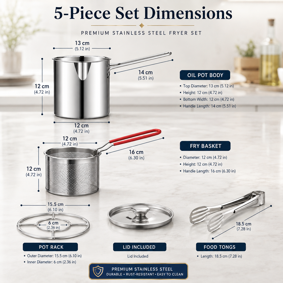 2026π₯π Personal Mini Deep Fryer Set β Stainless Steel Pot with Lift-Out Draining Basket & Food Tongs
