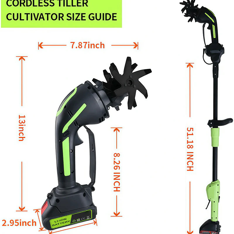 š„Zavrlygoods⢠Multifunctional 2-in-1 Cordless Tiller & Cultivator with Telescopic Pole