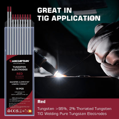 Color-coded Tungsten Electrodes 2% Blue Lanthanated Red Thoriated Tungsten