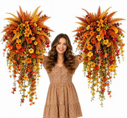 🍂 Artificial Autumn Fern Decor for Porch & Front Door