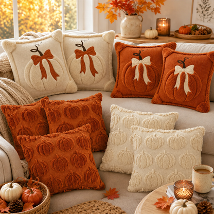 Jacquard Pumpkin Pillow Covers 2-Pack