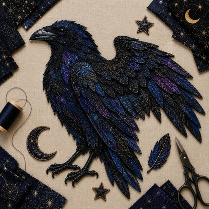 ⏳🌙 Beginner-Friendly Mythic Wilds DIY Layered Patchwork Art Kit | Complete Kit with Patterned Fabrics, Sewing Materials & Step-by-Step Guide Included 💕