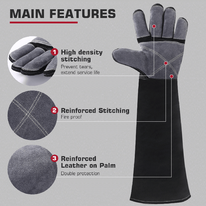 Arccaptain 24 Inch Extra Long Heat Resistant MIG/Stick Welding Gloves