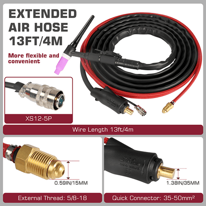 ARCCAPTAIN High Frequency Air Cooled TIG200 DC TIG Torch 13-FT 150 Amps Gun