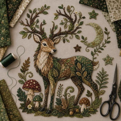 ⏳🌙 Beginner-Friendly Mythic Wilds DIY Layered Patchwork Art Kit | Complete Kit with Patterned Fabrics, Sewing Materials & Step-by-Step Guide Included 💕