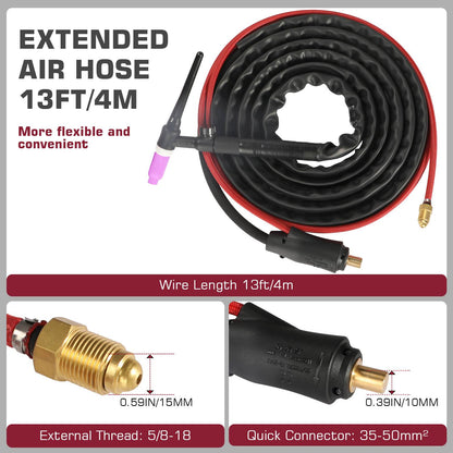 13ft WP-17V 150A Argon Lift TIG Torch with 35-50mm Connector